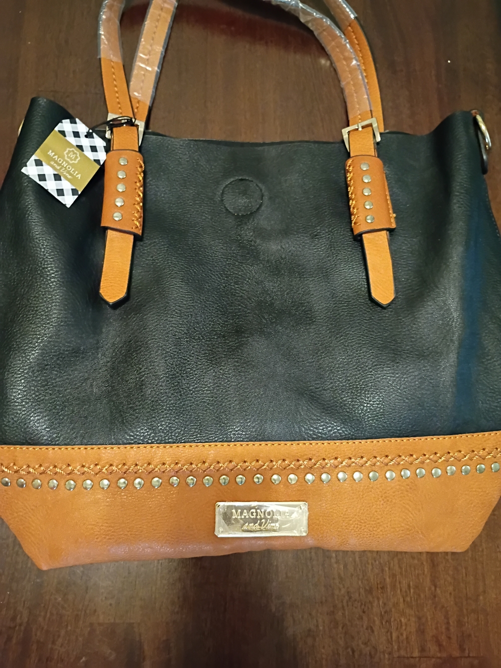 Magnolia Two-Tone Black and Tan Women’s Tote Bag